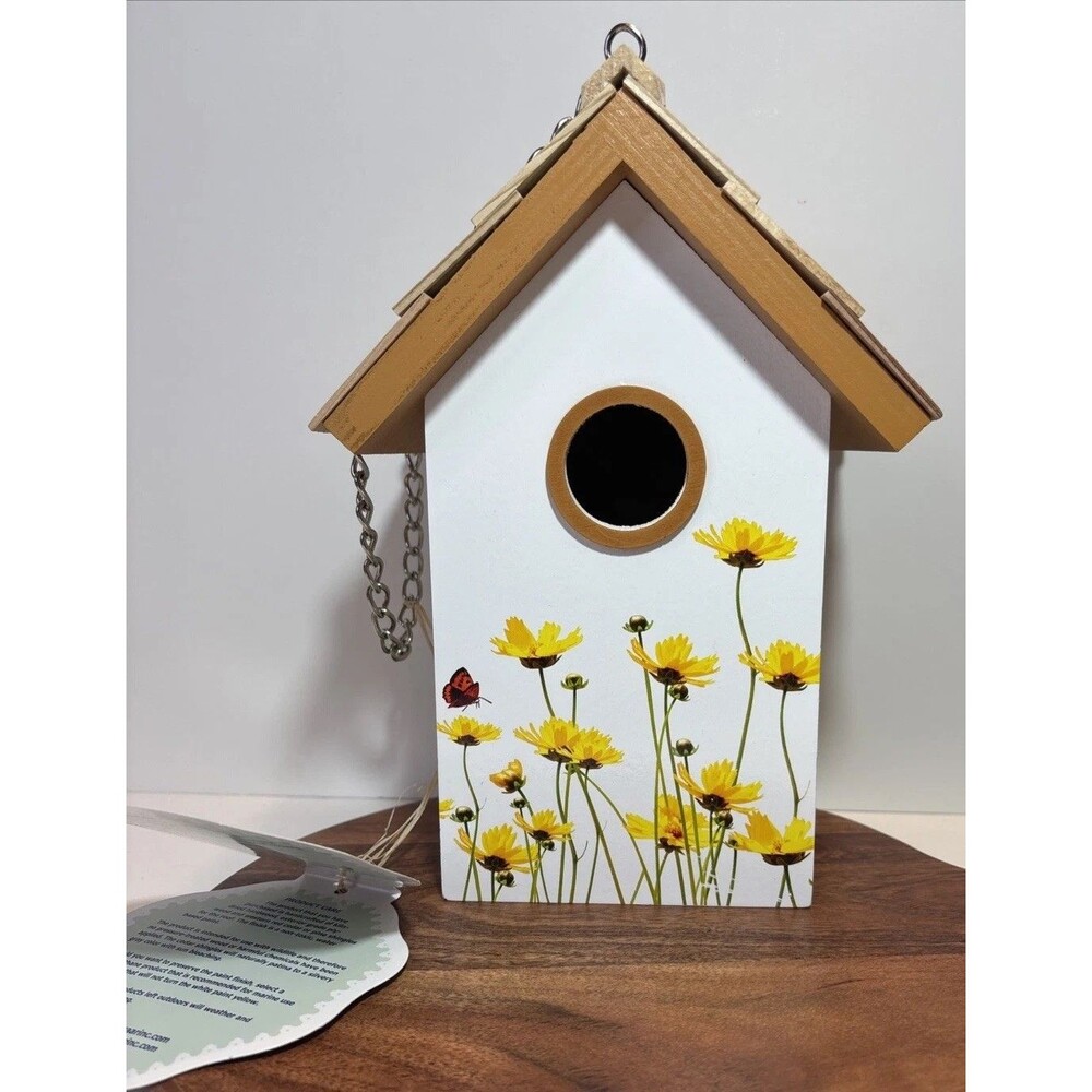 Wood Shingle BLUE BIRD WARBLER HOUSE w Hanging Chain Access Door. Great Gift! 🎁